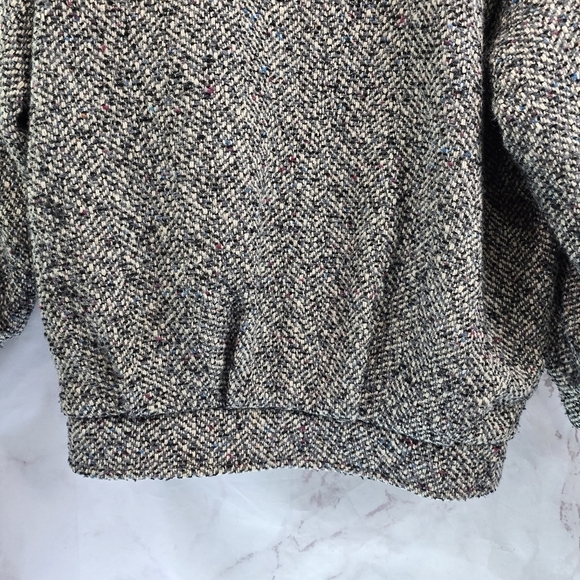 Vintage Coat Womens 1X Gray Wool Tweed Words 80s 90s Pleated Slouchy Korea - Picture 7 of 14